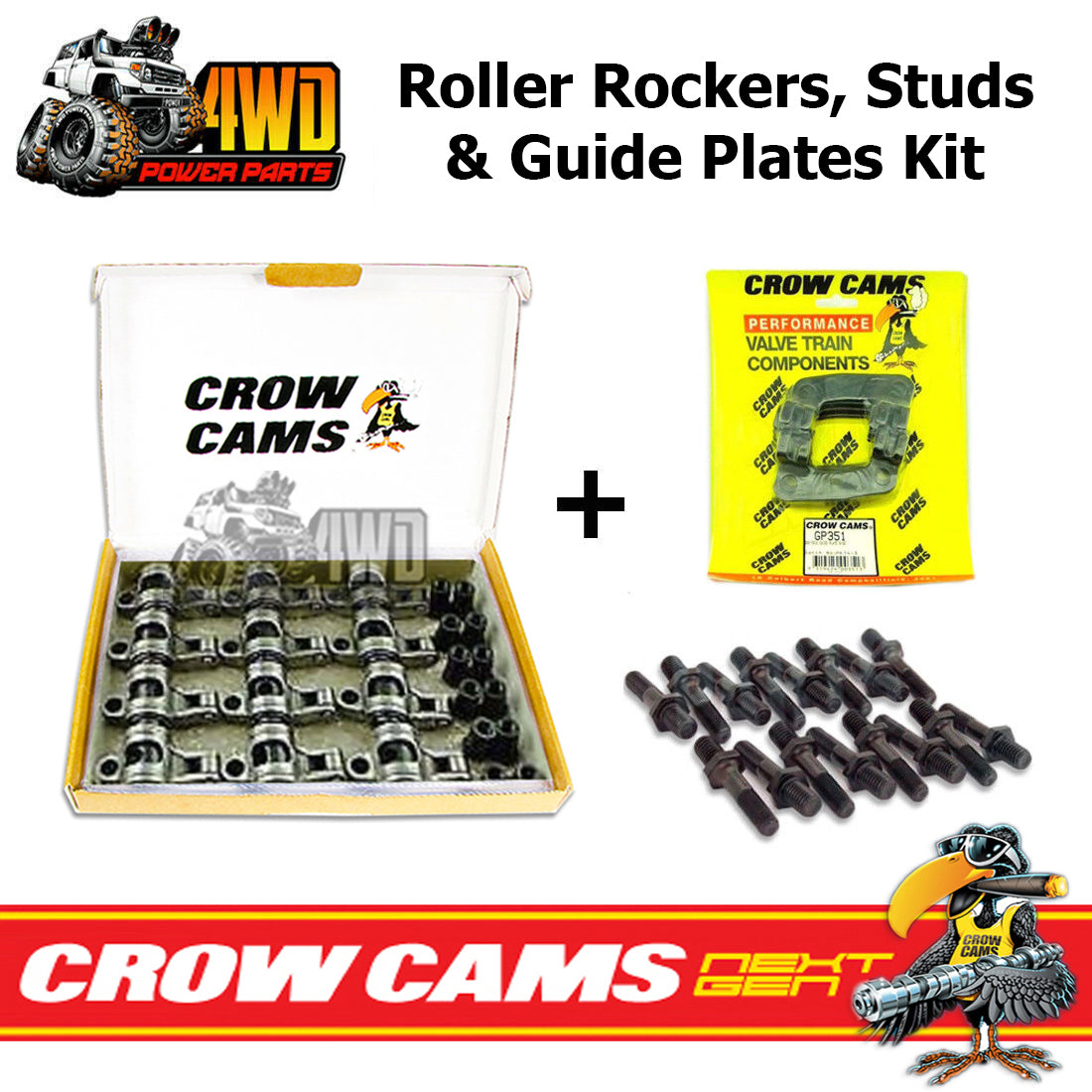 Crow Cams Roller Rockers 7/16" Studs & Guide Plates for Holden 6 Cyl 1 4WD Power Parts