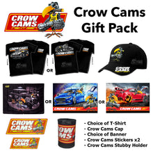 Load image into Gallery viewer, Crow Cams Gift Pack - T-Shirt, Cap, Banner, Stickers + Stubby Holder!