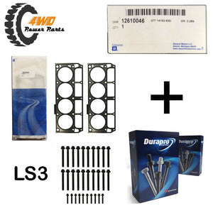 Genuine GM LS3 L98 Head Gaskets Pair + Durapro Head Bolts - 2001 On 2 Length