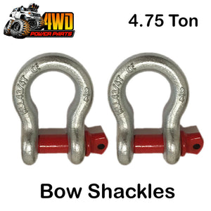 2 PCS Bow Shackles 3/4 Inch WLL 4.75T Ton Rated 4X4 4WD Recovery Off Road Tow