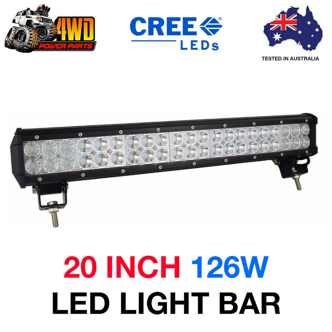 20 Inch 126W LED Light Bar CREE Spot Flood Beam Combo Driving 4WD Offroad AU